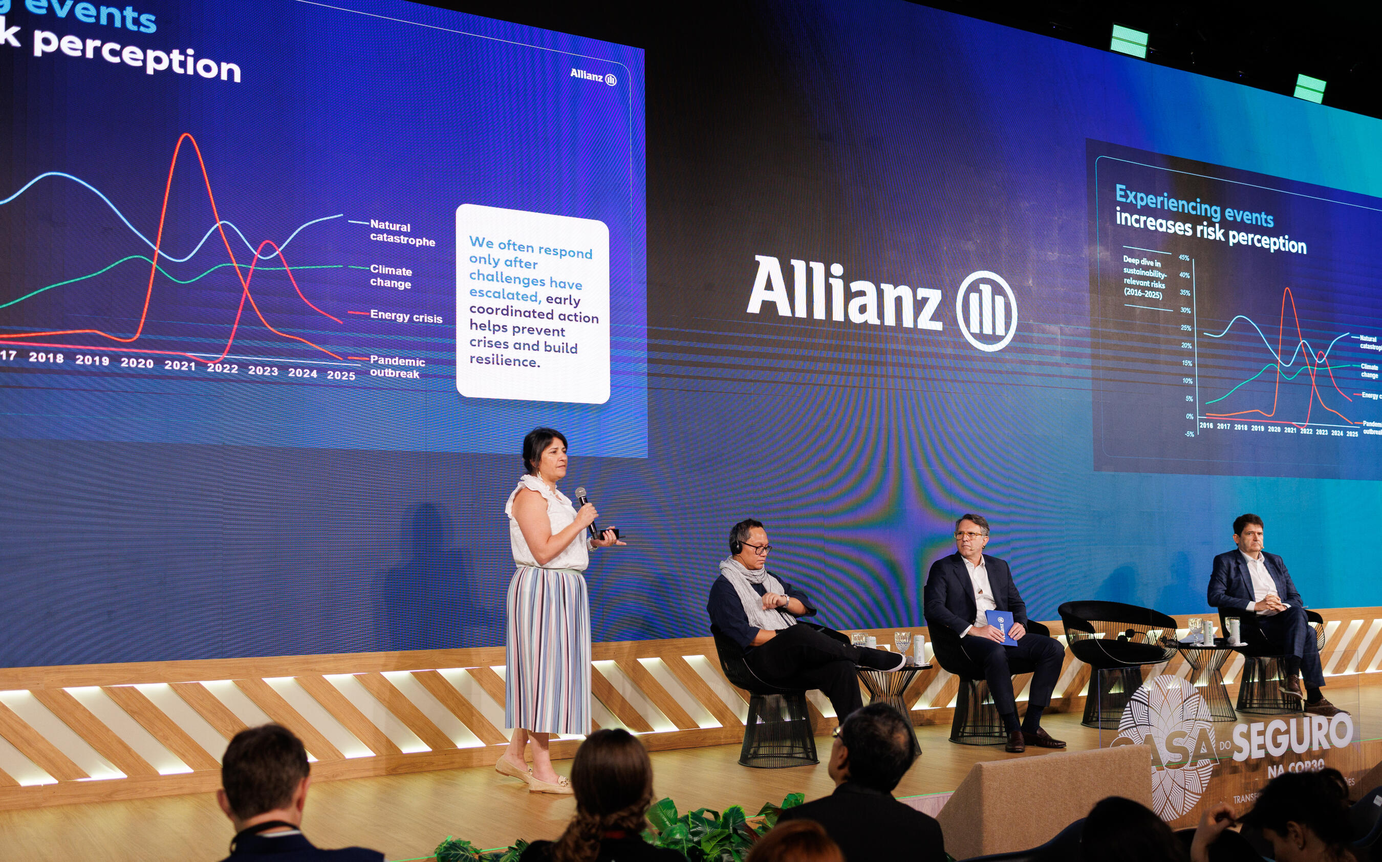 Gabrielle Durisch speaking at Cop 30 in Belem, Brazil on climate change and the insurance paradigm.